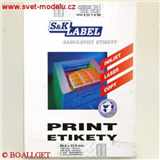 Samolepící etikety 88, 9 x 33, 8 S&K LABEL pro laserové a inkoustové tiskárny A4,  100 listů v balení