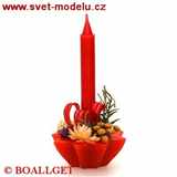 Svíčka červená vánoční zbobená