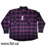 Pánská flanelová košile fialovo - černá dlouhý rukáv 4XL - 8XL