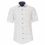 Pánská košile Casa Moda bílá lněná módní tisk palmy krátký rukáv vel.  4XL - 7XL (50 - 56)