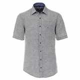 Pánská košile Casa Moda černá lněná krátký rukáv vel.  4XL - 7XL (50 - 56)