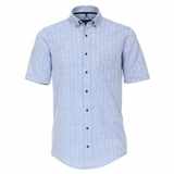 Pánská košile Casa Moda Comfort Fit lněná modrá krátký rukáv vel.  3XL - 7XL (48 - 56)