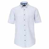 Pánská košile Casa Moda Comfort Fit lněná modrá s proužkem krátký rukáv vel.  3XL - 7XL (48 - 56)