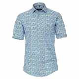Pánská košile Casa Moda Comfort Fit módní tisk modré květy krátký rukáv vel.  48 - 56 (3XL - 7XL)