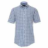 Pánská košile Casa Moda lněná modrá krátký rukáv vel.  4XL - 7XL (49 - 56)