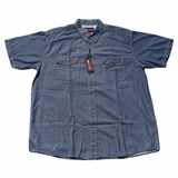 Pánská košile Kamro 22757/ 222 riflová modro-šedá krátký rukáv 3XL - 10XL