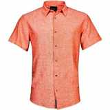 Pánská košile lněná NORTH 56°4 krátký rukáv oranžová 4XL - 8XL