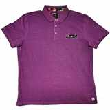 Pánská polokošile - tričko s límečkem KITARO fialové krátký rukáv 4XL - 6XL