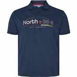 Pánská polokošile - tričko s límečkem tmavě modré NORTH 56°4 s potiskem  5XL - 8XL krátký rukáv