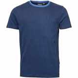 Pánské tričko elastické stretch NORTH 56°4 tmavě modré se světle modrým zdobeným lemem 7XL - 10XL krátký rukáv