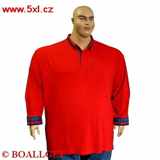 Pánské tričko s límečkem a košilovými rukávy červené - polokošile dlouhý rukáv  6XL - 10XL