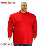 Pánské tričko s límečkem na knoflíčky červené - polokošile dlouhý rukáv 6XL - 8XL