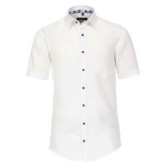 Pánská košile Casa Moda Comfort Fit lněná bílá krátký rukáv vel. 3XL - 7XL (48 - 56)