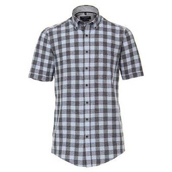 Pánská košile Casa Moda lněná antracit krátký rukáv vel. 4XL - 7XL (49 - 56)