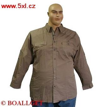 Pánská košile Kamro  vel. 7XL - 8XL khaki dlouhý rukáv