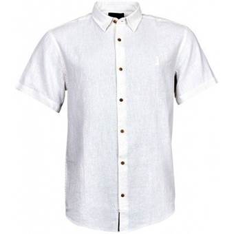 Pánská košile lněná NORTH 56°4 krátký rukáv bílá 4XL - 8XL