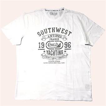 Pánské tričko SOUTHWEST Kitaro bílé potisk krátký rukáv 3XL - 8XL