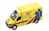 AUTO ambulance  kov /  plast 13 cm zpětný chod se světlem a zvukem na baterie