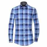 Pánská košile Casa Moda Comfort Fit keprová modré káro vel.  5XL - 7XL (51 - 56)