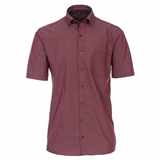 Pánská košile Casa Moda Comfort Fit popelínová červená kostiička krátký rukáv vel.  48 - 56 (3XL - 7XL)