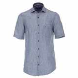 Pánská košile Casa Moda lněná modrá s proužkem krátký rukáv vel.  4XL - 7XL (49 - 56)