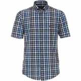 Pánská košile Casa Moda modrá lněná krátký rukáv vel.  3XL - 7XL (50 - 56)
