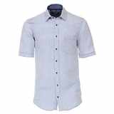Pánská košile Casa Moda modrá lněná krátký rukáv vel.  4XL - 7XL (50 - 56)
