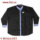 Pánská košile černá s modrým lemováním 15482/ 270 dlouhý rukáv 4XL - 7XL