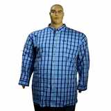 Pánská košile Kamro 23376/ 269 vel.  10XL - 12XL tyrkysovo - modrá kostka dlouhý rukáv