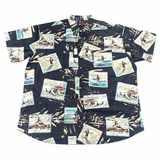 Pánská košile Kamro černá s obrázky vodních sportů krátký rukáv 5XL - 8XL