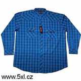 Pánská košile modro - černá dlouhý rukáv 4XL - 6XL