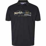 Pánská polokošile - tričko s límečkem černé NORTH 56°4 s potiskem  5XL - 8XL krátký rukáv