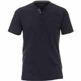 Pánská tričko Casa Moda 3XL - 6XL tmavě modré žíhané na knoflíčky krátký rukáv