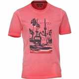 Pánská tričko Casa Moda 4XL - 6XL s potiskem VOLKSWAGEN krátký rukáv růžové s vypravým efektem
