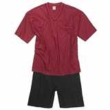 Pánské pyžamo ADAMO krátký rukáv a krátké kalhoty bordó s proužkem