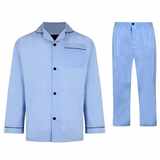 Pánské pyžamo světle modré dlouhý rukáv i nohavice  4XL - 8XL ( UK: 6XL - 10XL )  KBS859