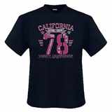 Pánské tričko ADAMO černé potisk CALIFORNIA 78 krátký rukáv 4XL - 12XL