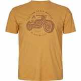 Pánské tričko NORTH 56°4 okrové s potiskem motorky 5XL - 8XL krátký rukáv