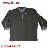 Pánské tričko s límečkem a košilovými rukávy šedé - polokošile dlouhý rukáv  6XL - 9XL
