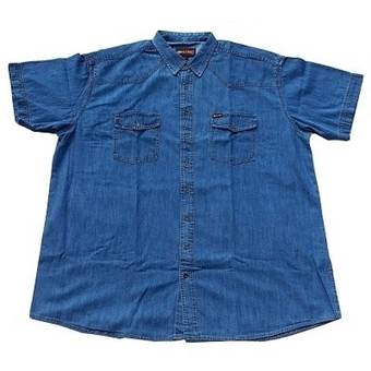 Pánská košile Kamro 22755/222 riflová modrá krátký rukáv 4XL - 7XL