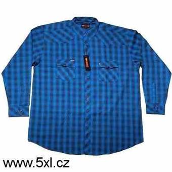 Pánská košile modro - černá dlouhý rukáv 4XL - 6XL
