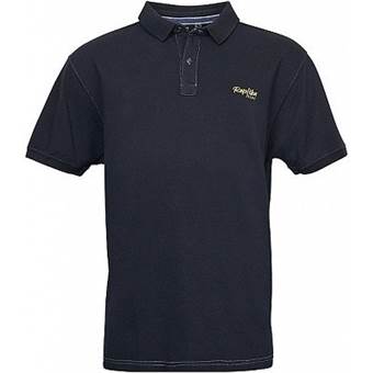 Pánské černé tričko s límečkem - polokošile REPLIKA JEANS krátký rukáv 4XL - 10XL