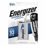 Baterie Energizer Ultimate Lithium 9V,  6LR61,  A1604,  6LF22,  6F22,  6UM6,  MN1604,  L522,  LR22,  blistr 1 ks
