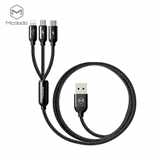 Mcdodo 3 v 1 kabel,  Lightning /  MicroUSB /  USB C,  3A,  1. 2m,  černý