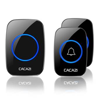Bezdrátový zvonek CACAZI A10, 300m, 110dB, 60 melodií, 1x přijímač + 2x tlačítko - černý