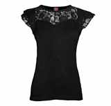 Dámské tričko Gothic Elegance - Lace Layered /  černé
