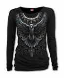 Dámské tričko s dlouhým rukávem - Raven Skull