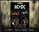 Placka se špendlíkem střední AC/ DC - Logos sada 4 kusy