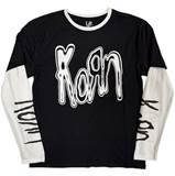 Tričko s dlouhým rukávem Korn - Metallic Logo - černá a bílá