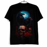 Tričko s lebkou Havrani a růže